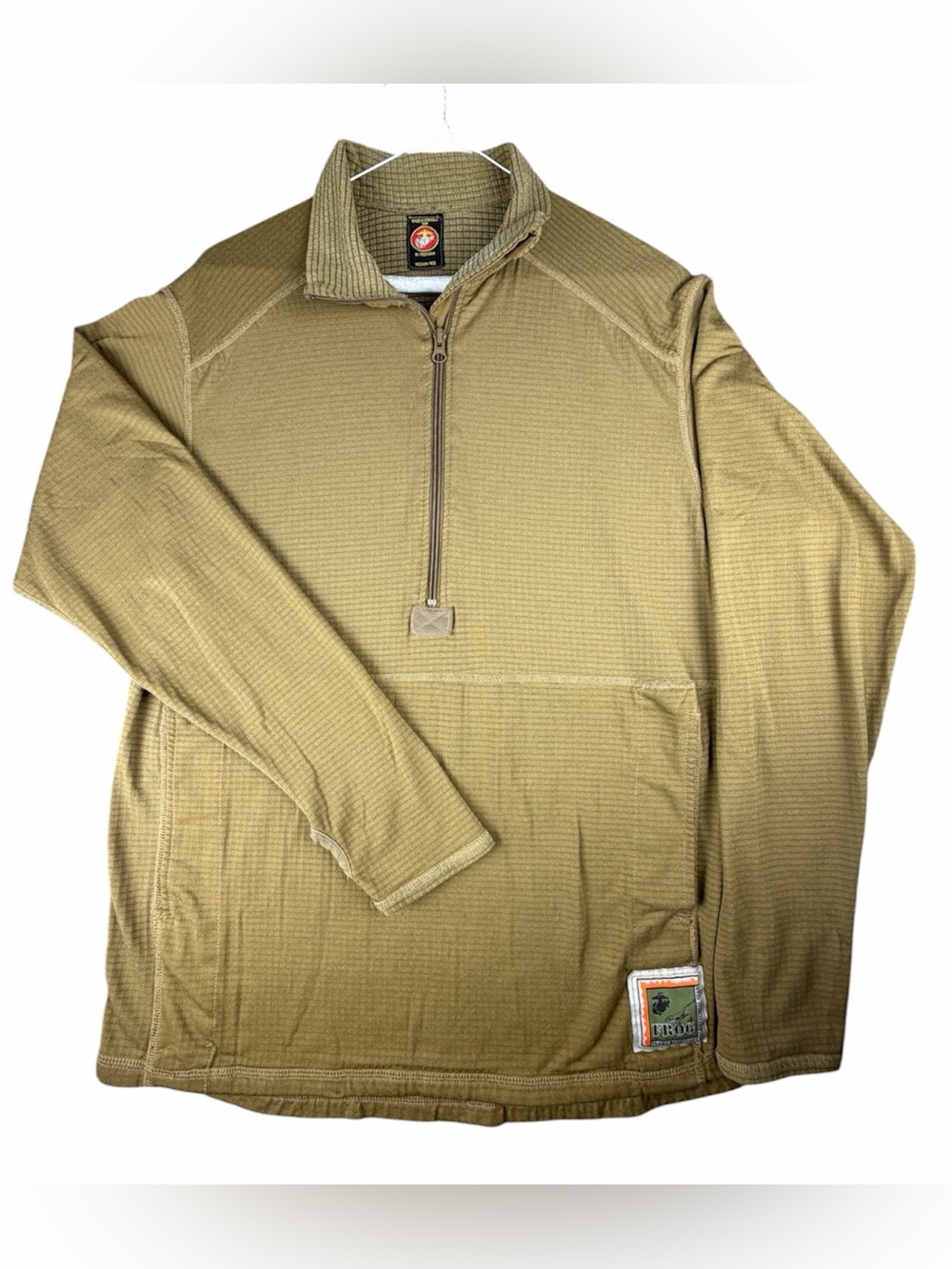 USMC Coyote FROG Waffle Fleece Half Zip Grid Marine Corp Shirt Polartec Sz M